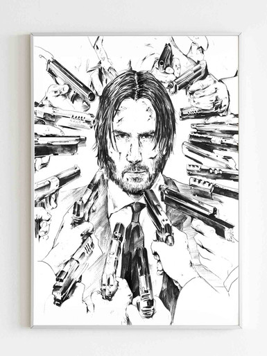 John Wick, Drawing by Péchane | Artmajeur